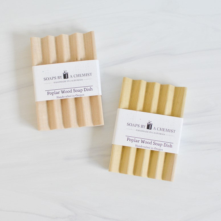 natural poplar wooden soap dish for bathroom, shower, or kitchen