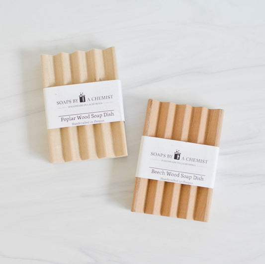 poplar and beech wooden soap dish for bathroom, shower, or kitchen
