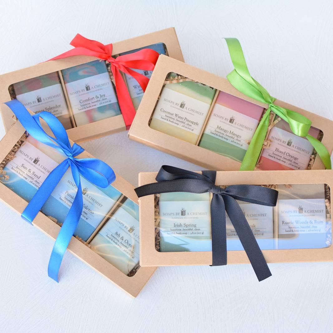 Luxurious Handmade Soap Bar Boxed Gift Set -3 full size bars