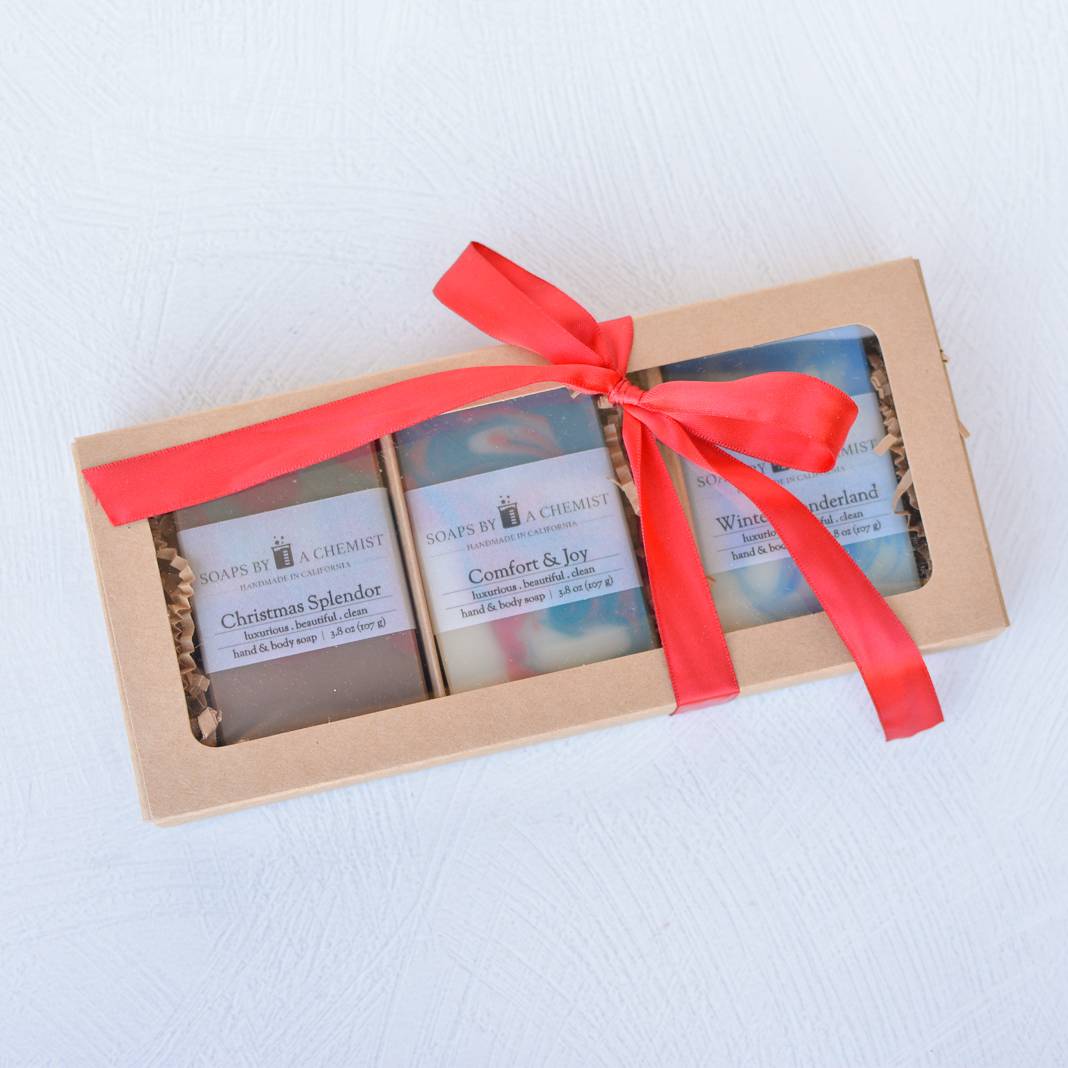 Luxurious Handmade Soap Bar Boxed Gift Set -3 full size bars