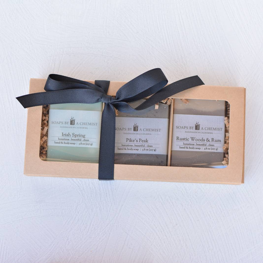 Luxurious Handmade Soap Bar Boxed Gift Set -3 full size bars