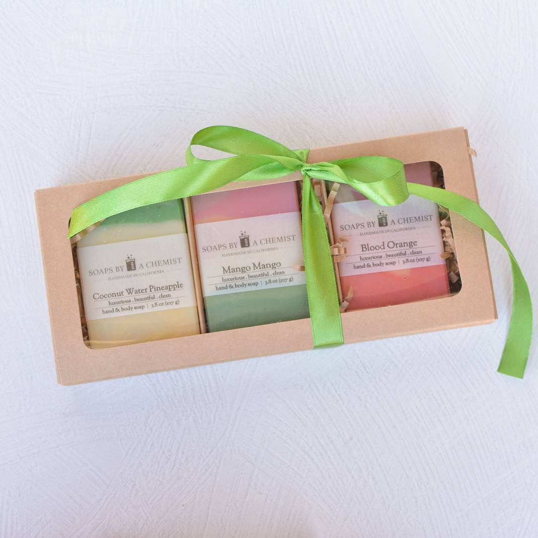 Luxurious Handmade Soap Bar Boxed Gift Set -3 full size bars