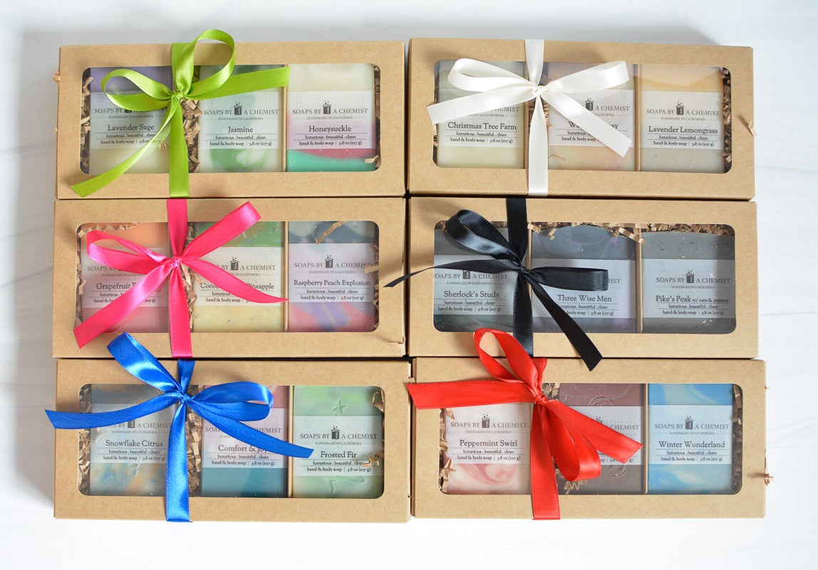 Luxurious Handmade Soap Bar Boxed Gift Set -3 full size bars