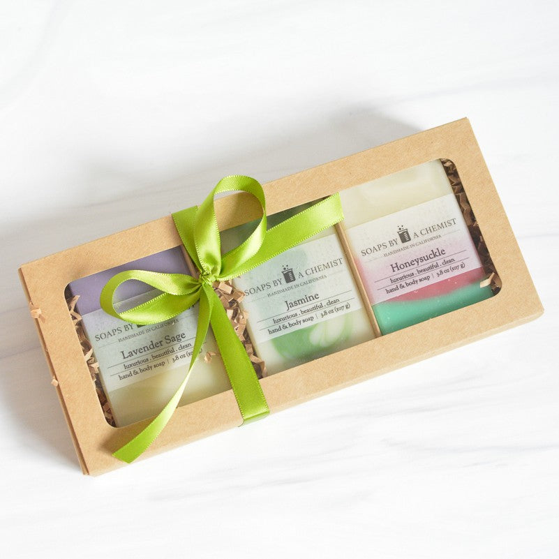 Luxurious Handmade Soap Bar Boxed Gift Set -3 full size bars