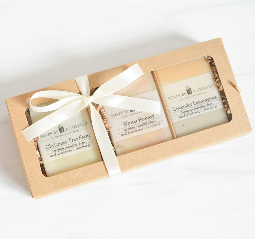 Luxurious Handmade Soap Bar Boxed Gift Set -3 full size bars