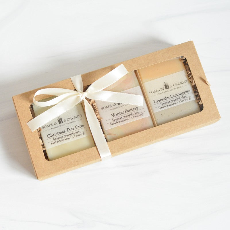 Luxurious Handmade Soap Bar Boxed Gift Set -3 full size bars