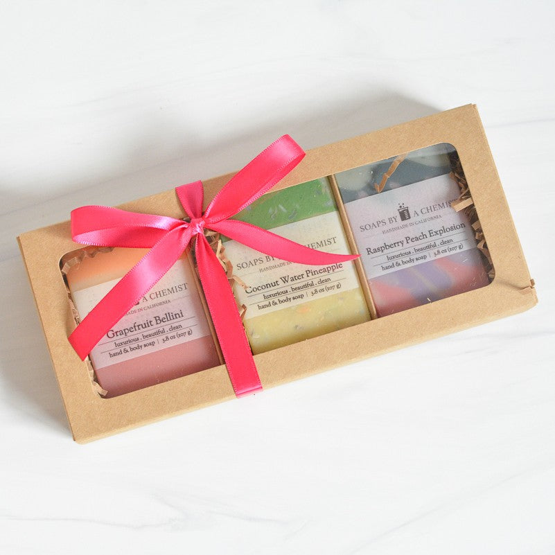 Luxurious Handmade Soap Bar Boxed Gift Set -3 full size bars