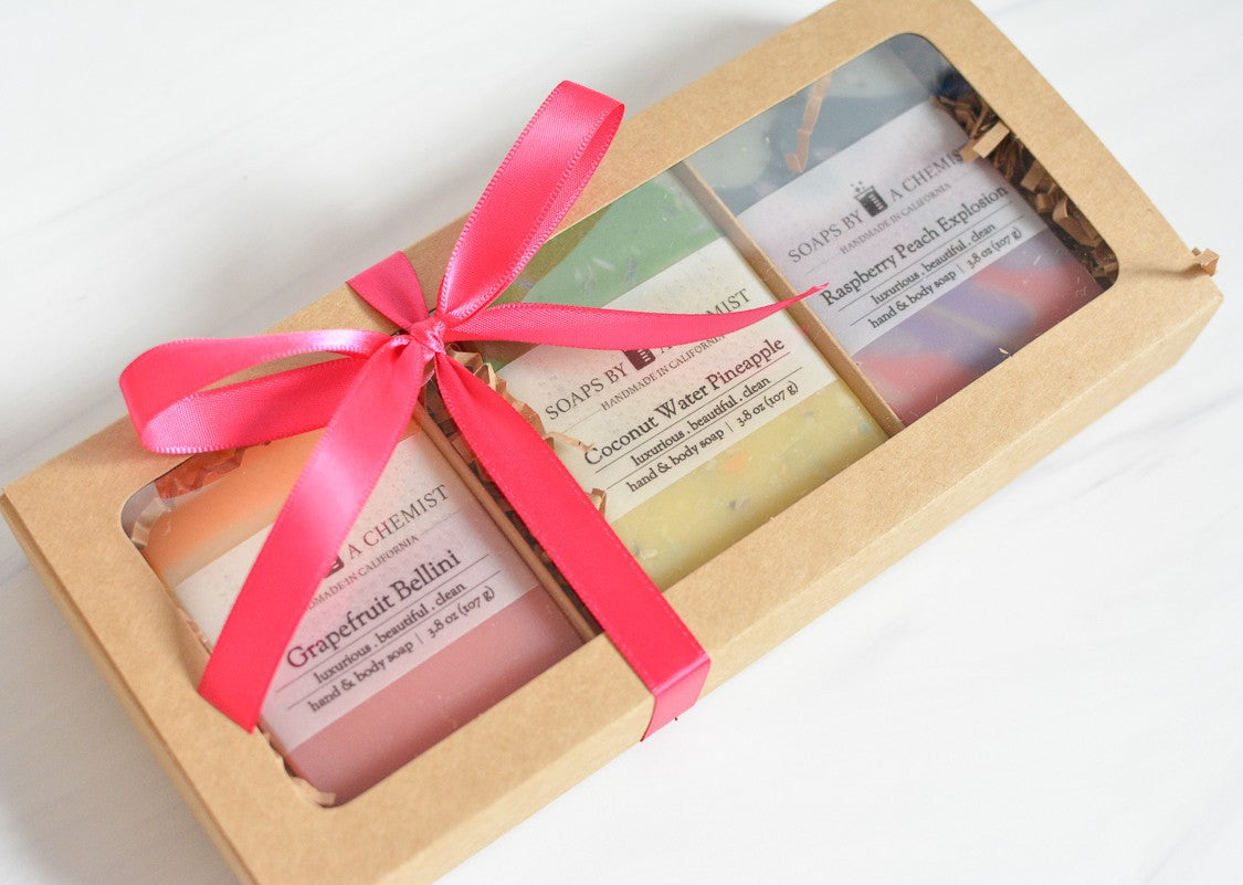 Luxurious Handmade Soap Bar Boxed Gift Set -3 full size bars