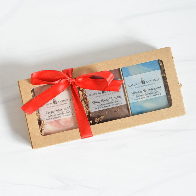 Holiday Scents Luxurious Handmade Soap Bar Boxed Gift Set -3 full size bars