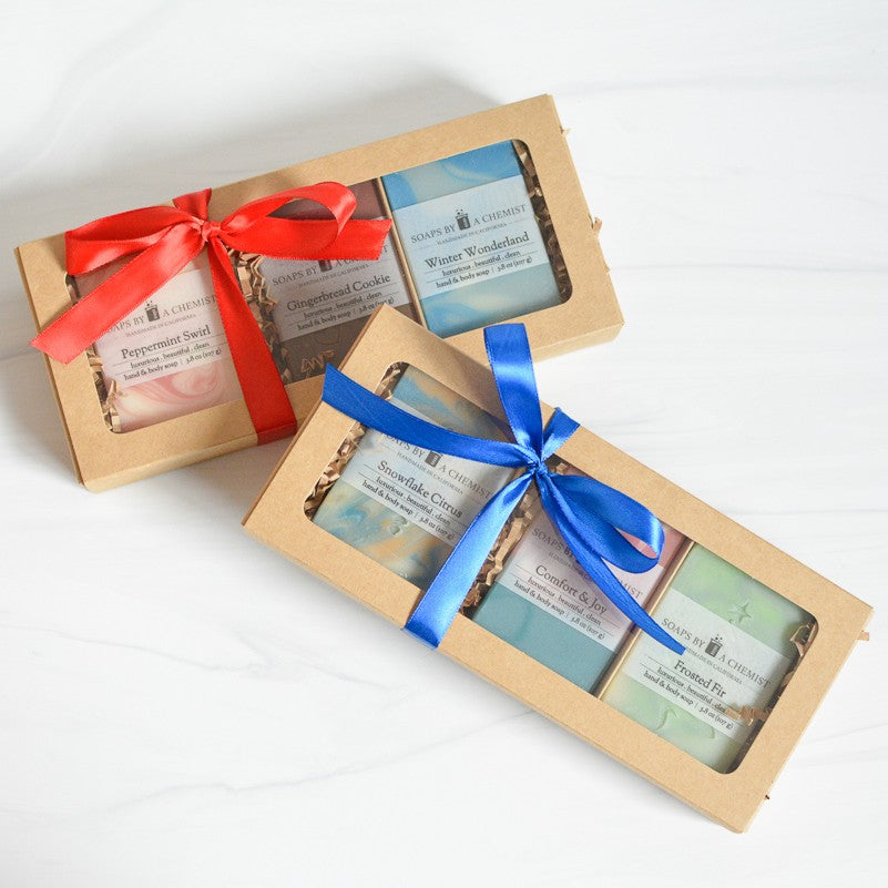 Holiday Scents Luxurious Handmade Soap Bar Boxed Gift Set -3 full size bars