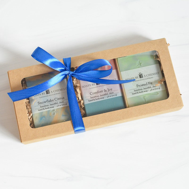 Holiday Scents Luxurious Handmade Soap Bar Boxed Gift Set -3 full size bars