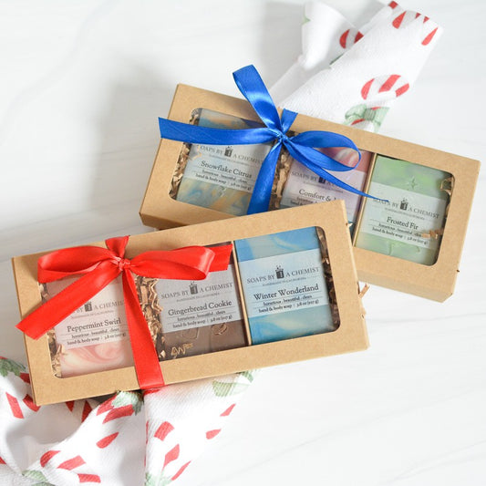 Holiday Scents Luxurious Handmade Soap Bar Boxed Gift Set -3 full size bars
