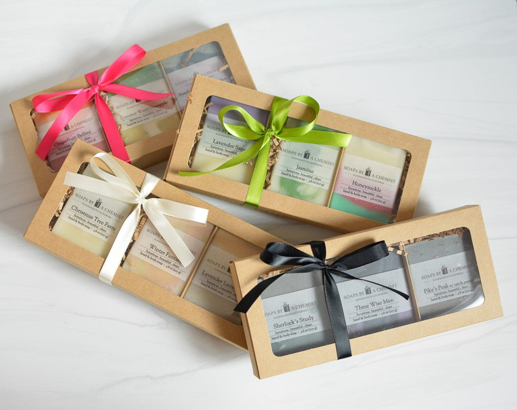 Luxurious Handmade Soap Bar Boxed Gift Set -3 full size bars