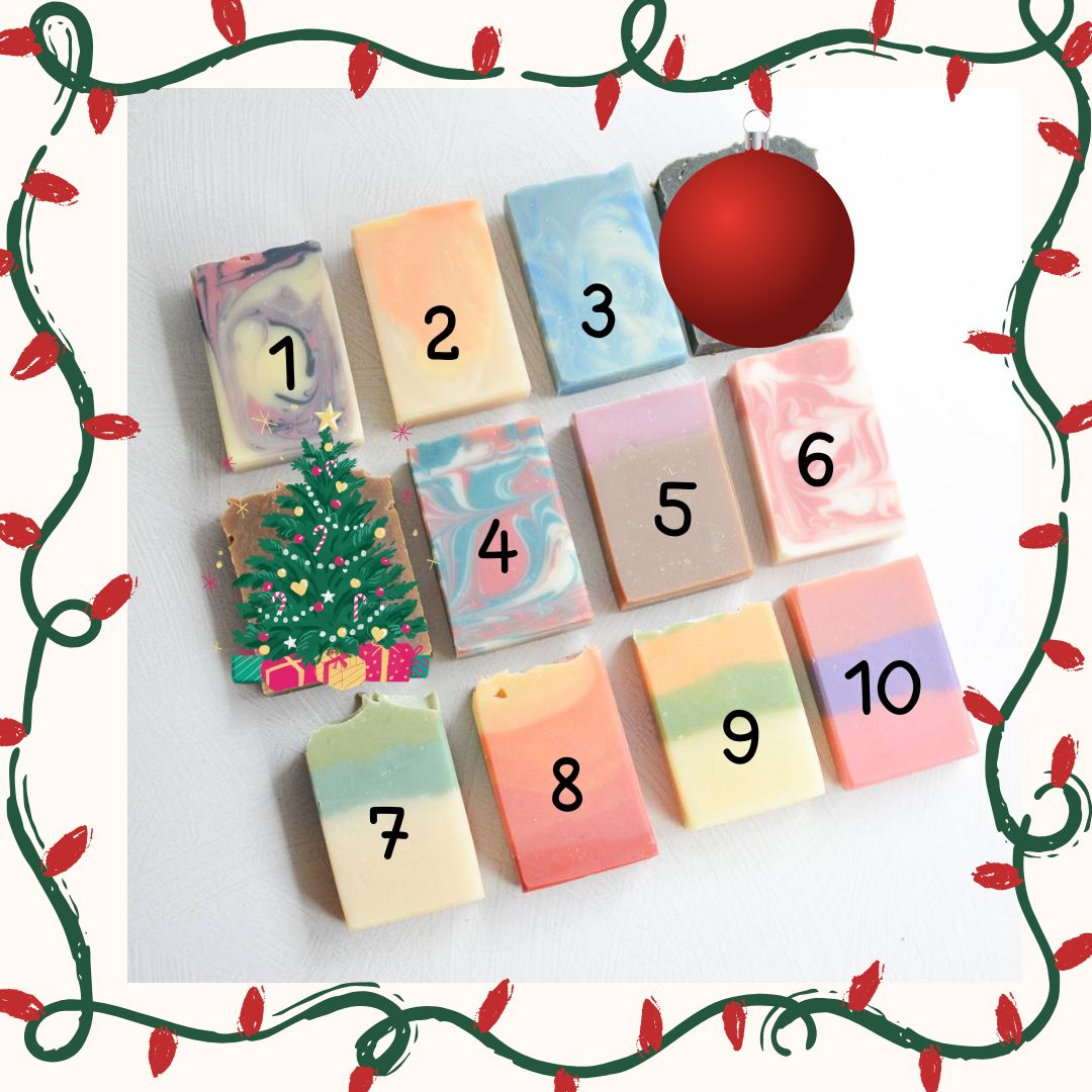Collection Set of 10 Christmas & Fruity Favorites Artisan Handmade Soaps