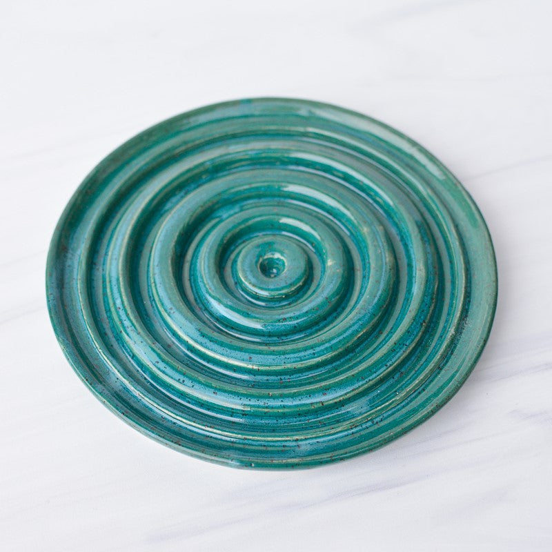 Teal Green Round Ceramic Soap Dish