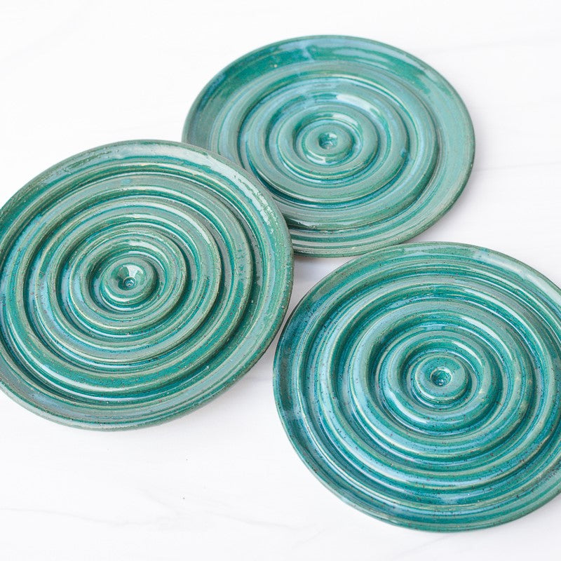 Teal Green Round Ceramic Soap Dish