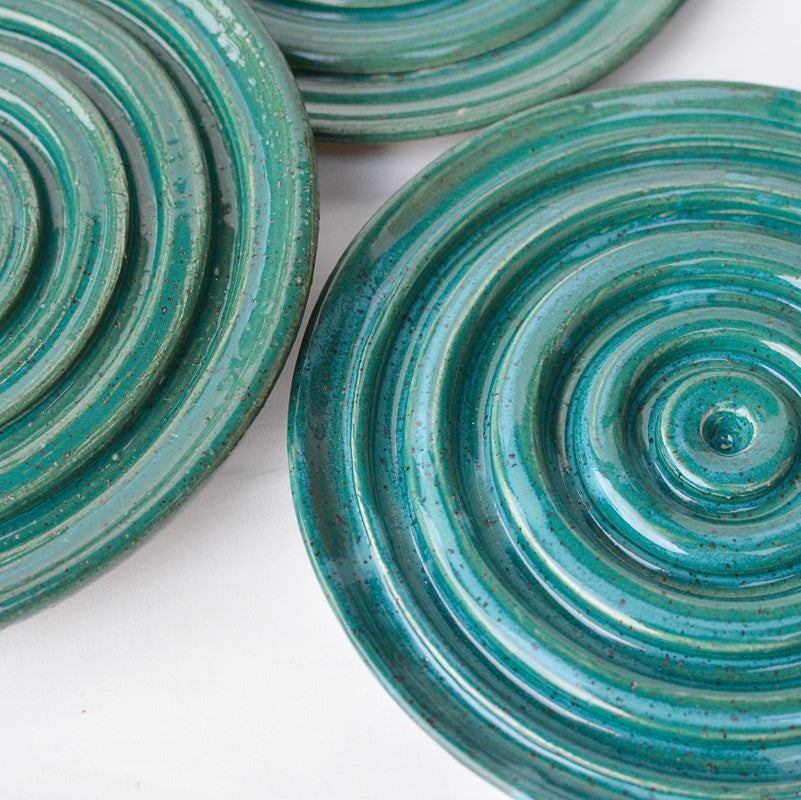Teal Green Round Ceramic Soap Dish